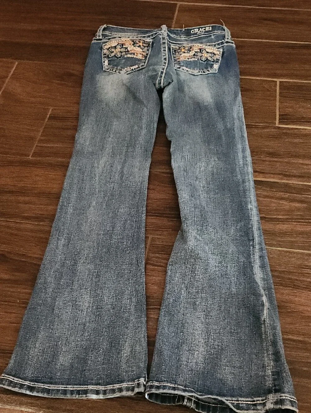 Grace in LA Blue Washed Flare Jeans